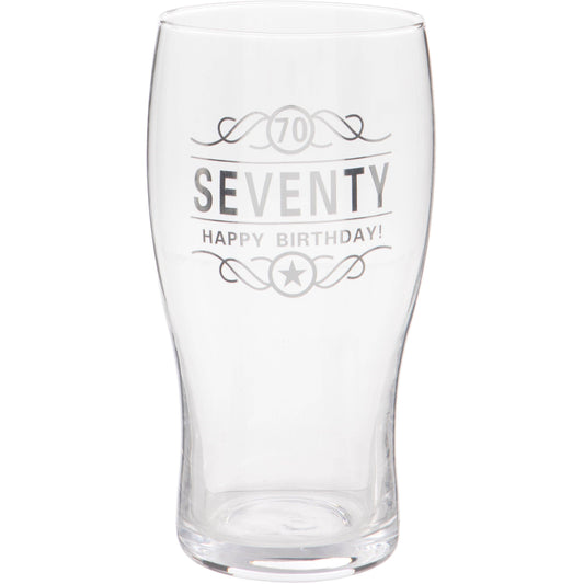 70th Birthday Beer Pint Glass, 570ml, Gift Boxed