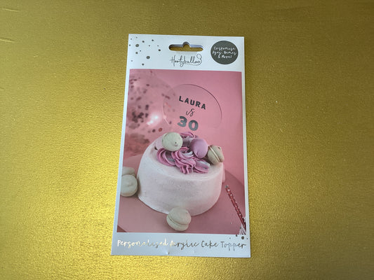 Personalised acrylic cake topper