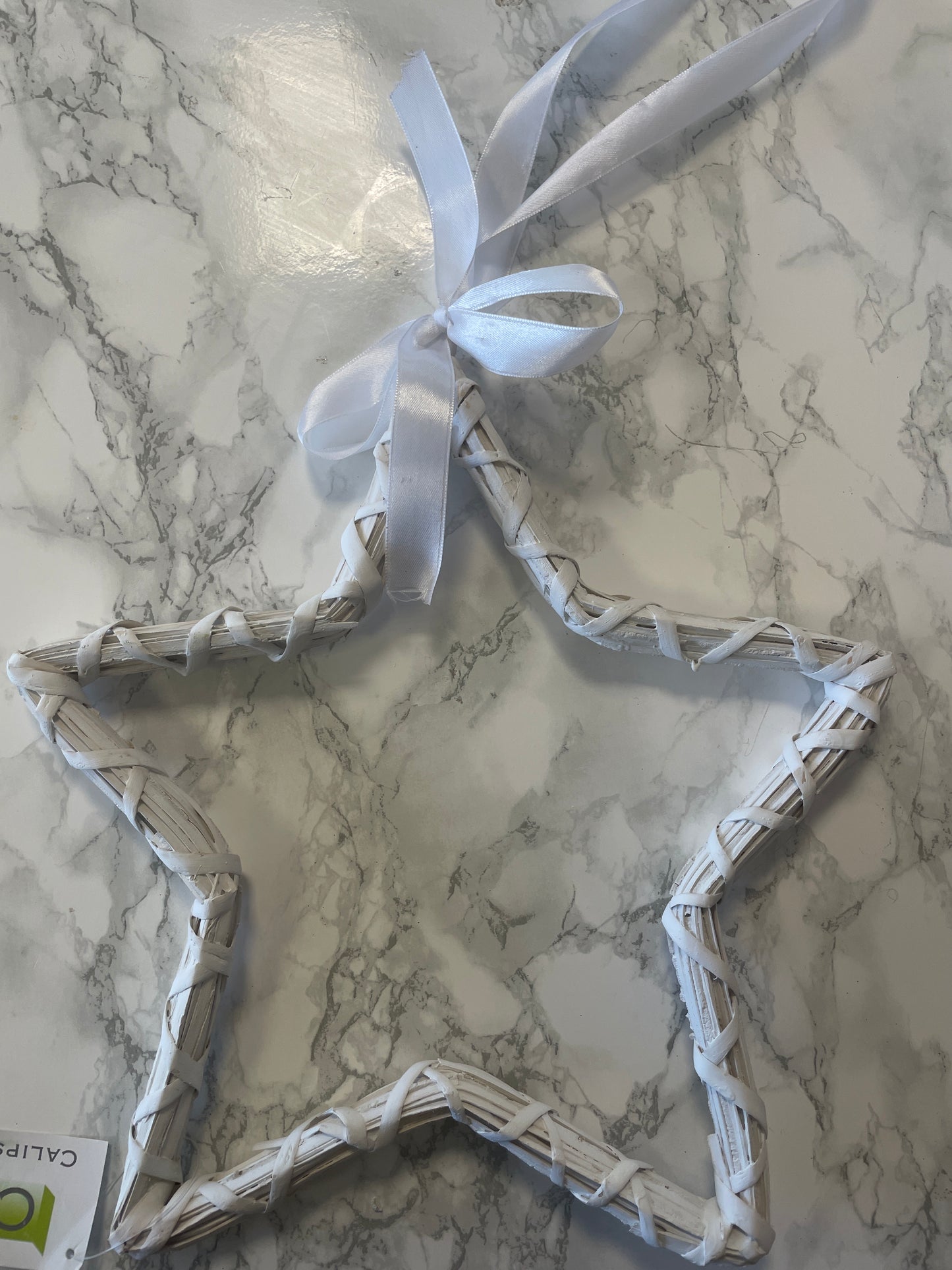 Large white woven hanging star