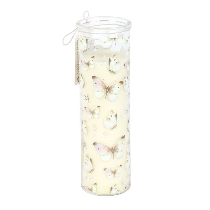 Vanilla Tube Candle White Butterfly Print
