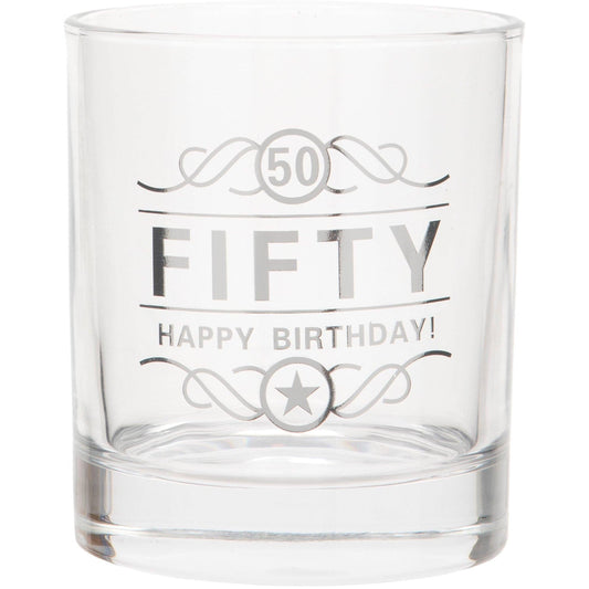 50th Birthday Spirit Glass, 350ml, Gift Boxed