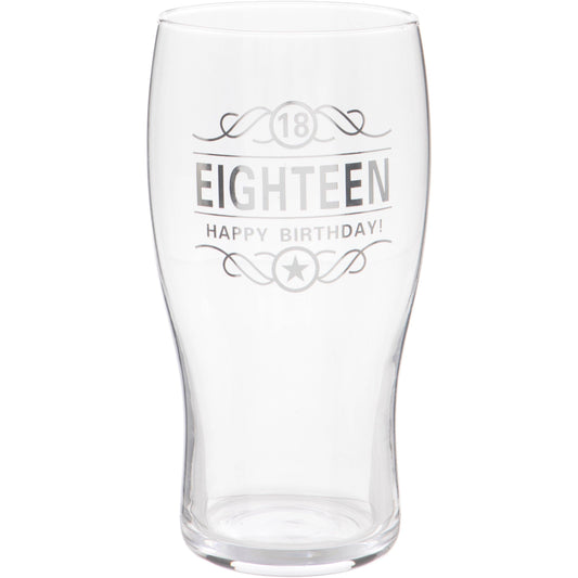 18th Birthday Beer Pint Glass, 570ml, Gift Boxed