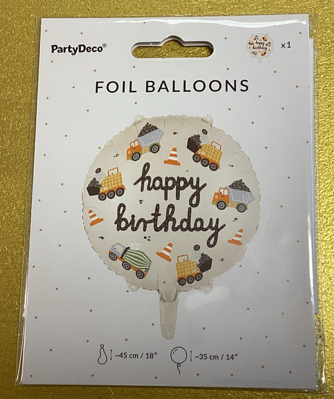 Digger birthday foil balloon