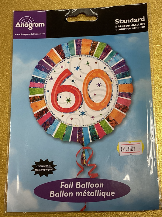 Number 60 foil balloon