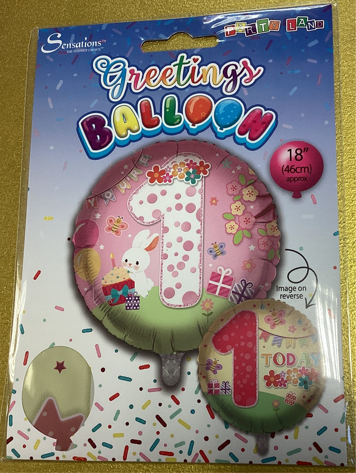 1st birthday foil balloon reverse image