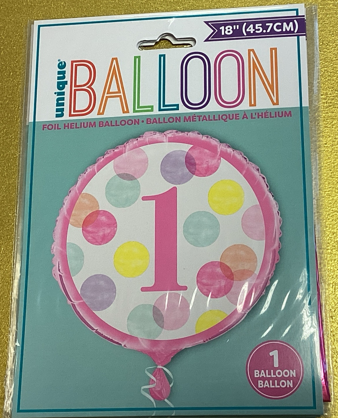 Number 1 pink foil balloon