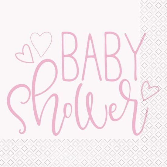 Pink hearts baby shower lunch napkins