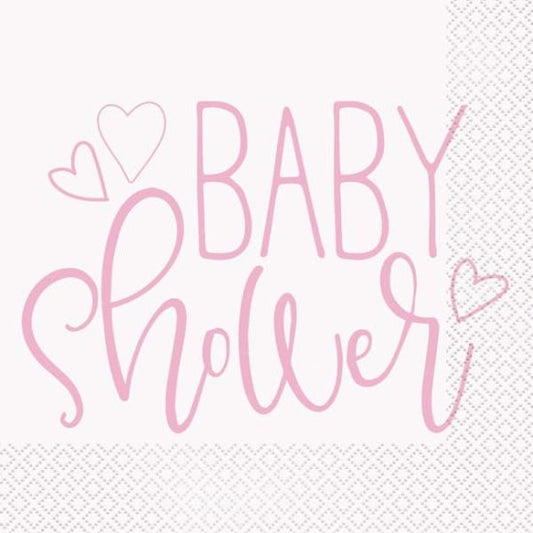 Pink hearts baby shower lunch napkins