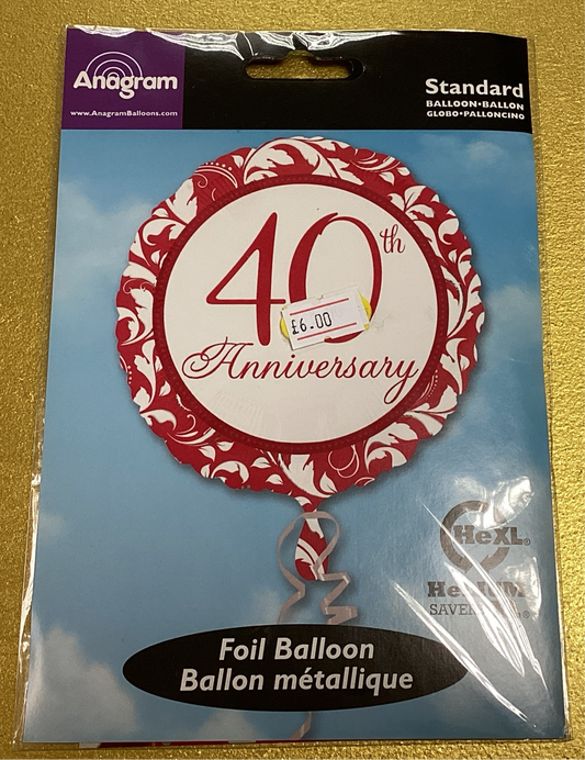 ‘40th Anniversary’ foil balloon