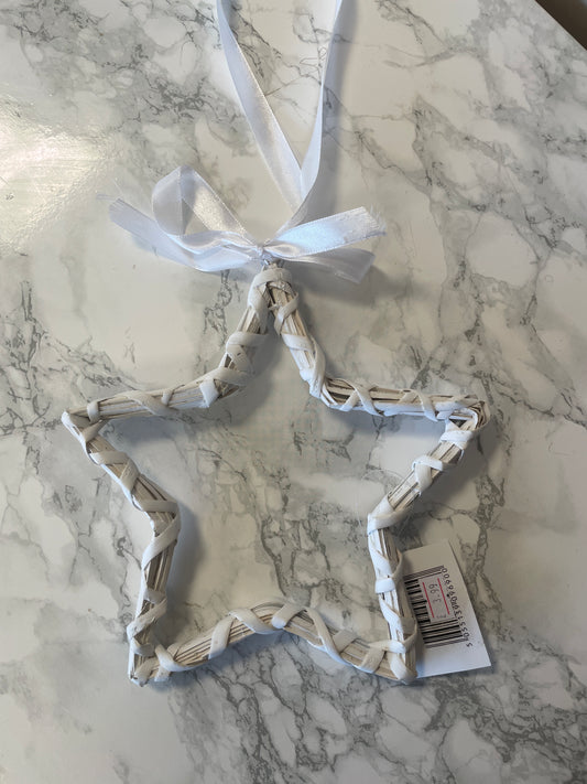Mini White woven hanging star