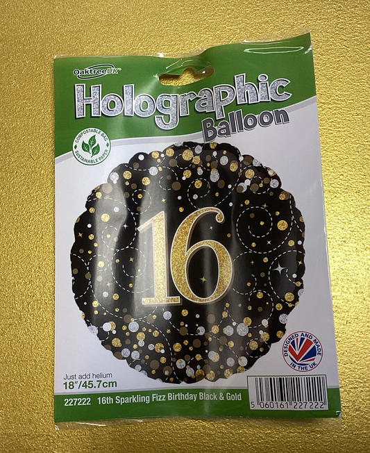 Number 16 foil balloon