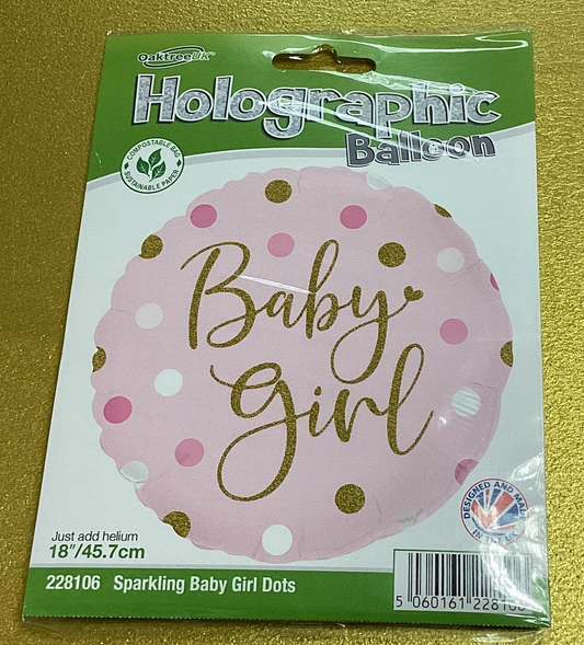 Holographic Baby Girl foil balloon