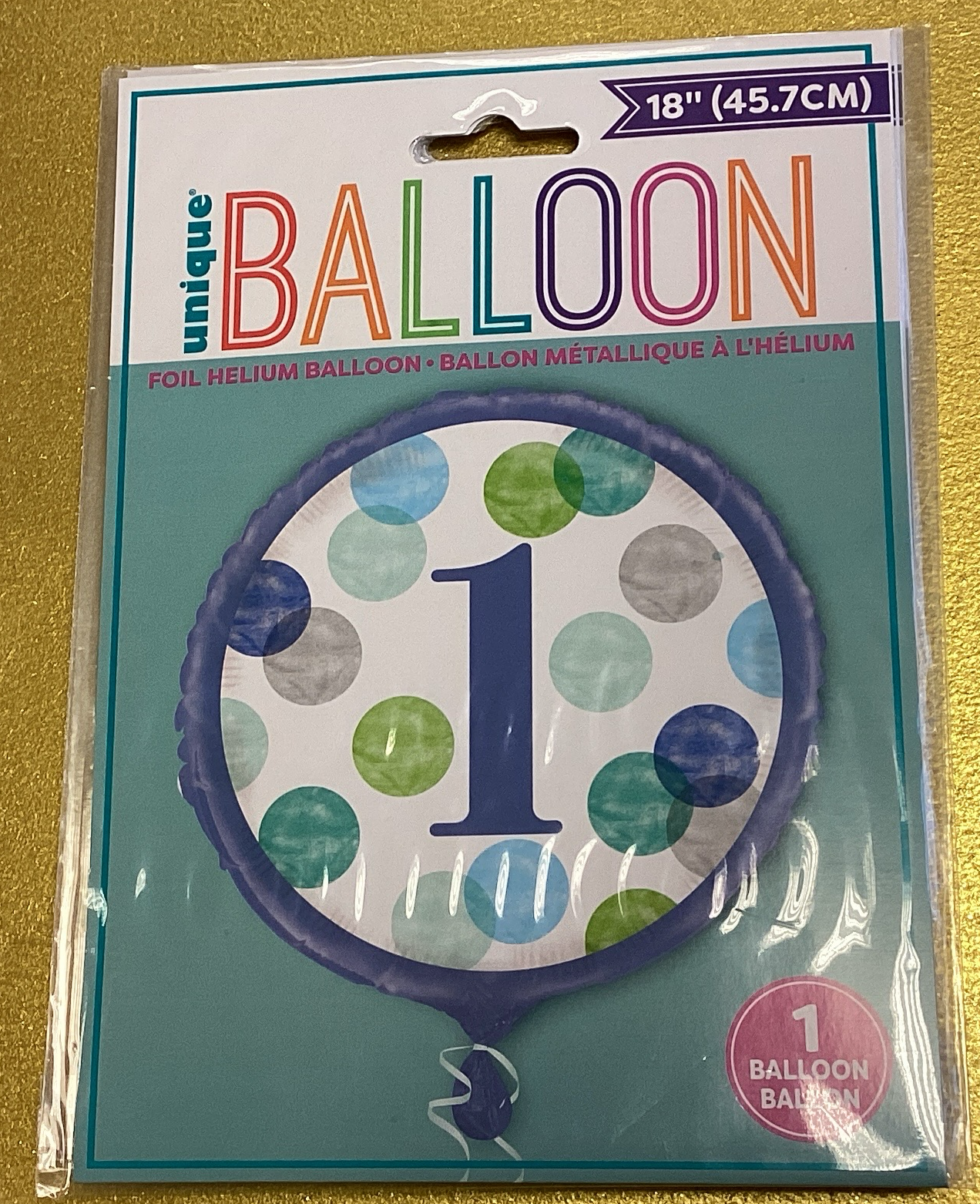 Number 1 blue foil balloon