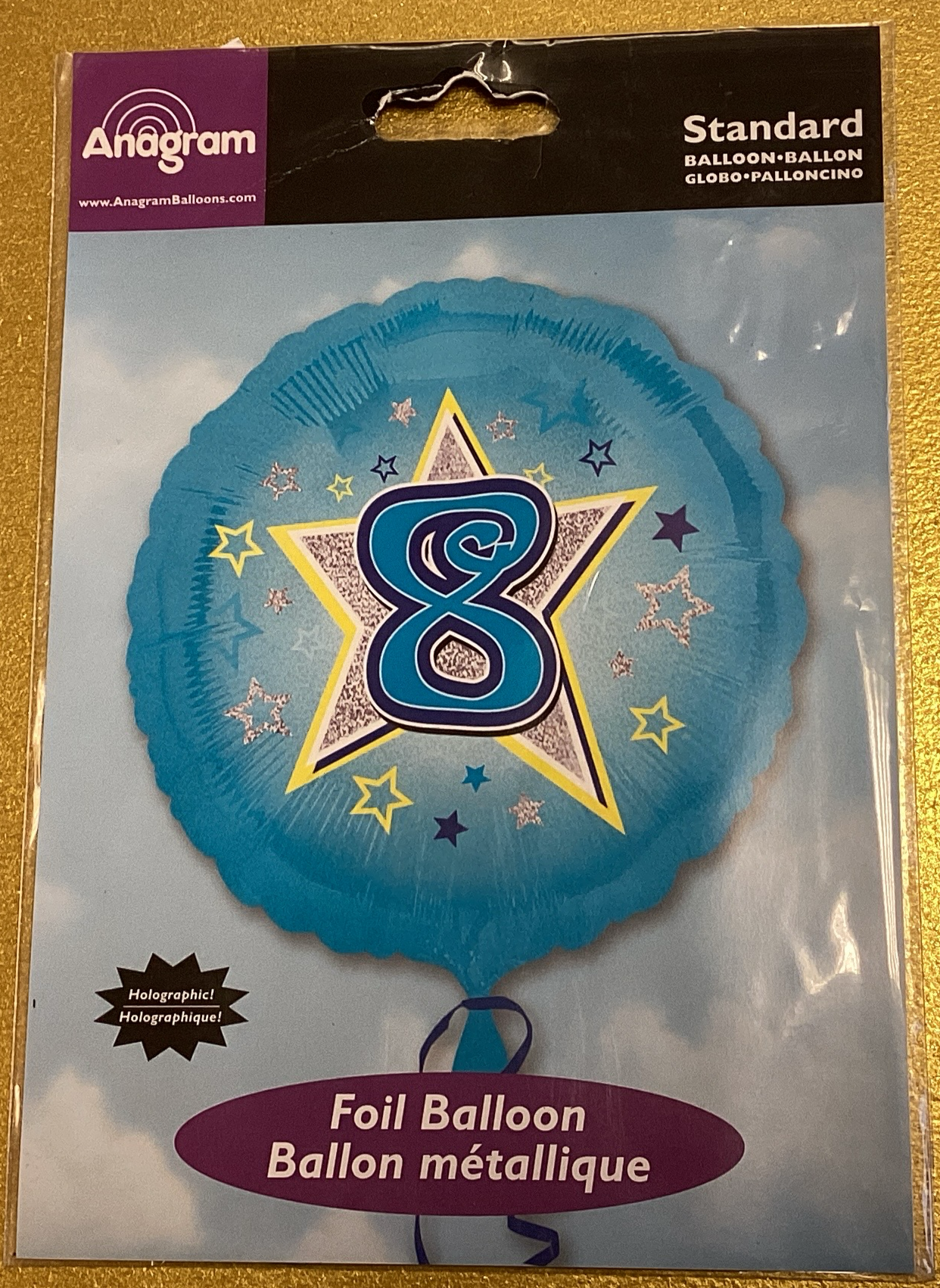 Number 8 blue foil balloon