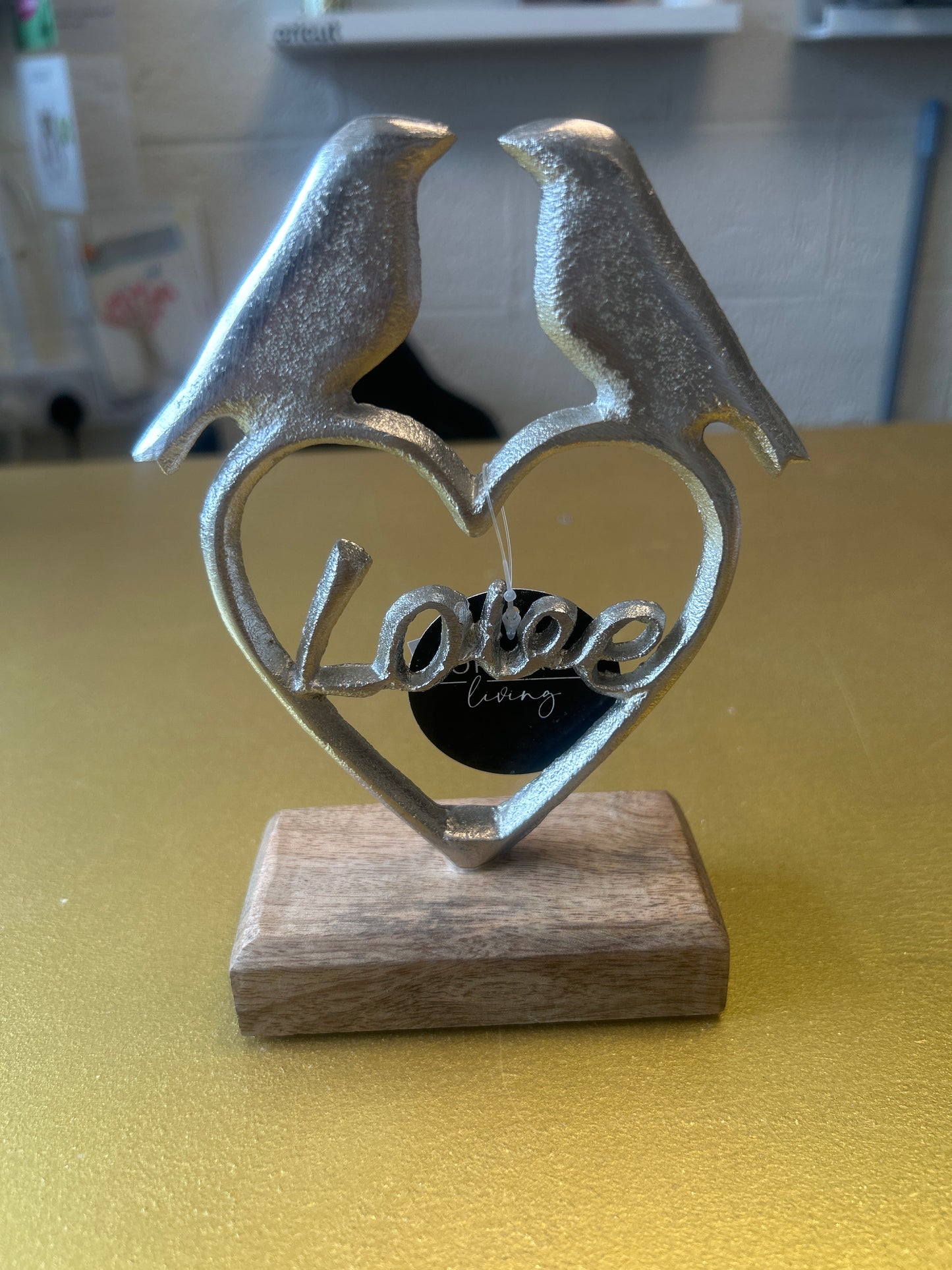 Metal heart With Two Birds Ornament