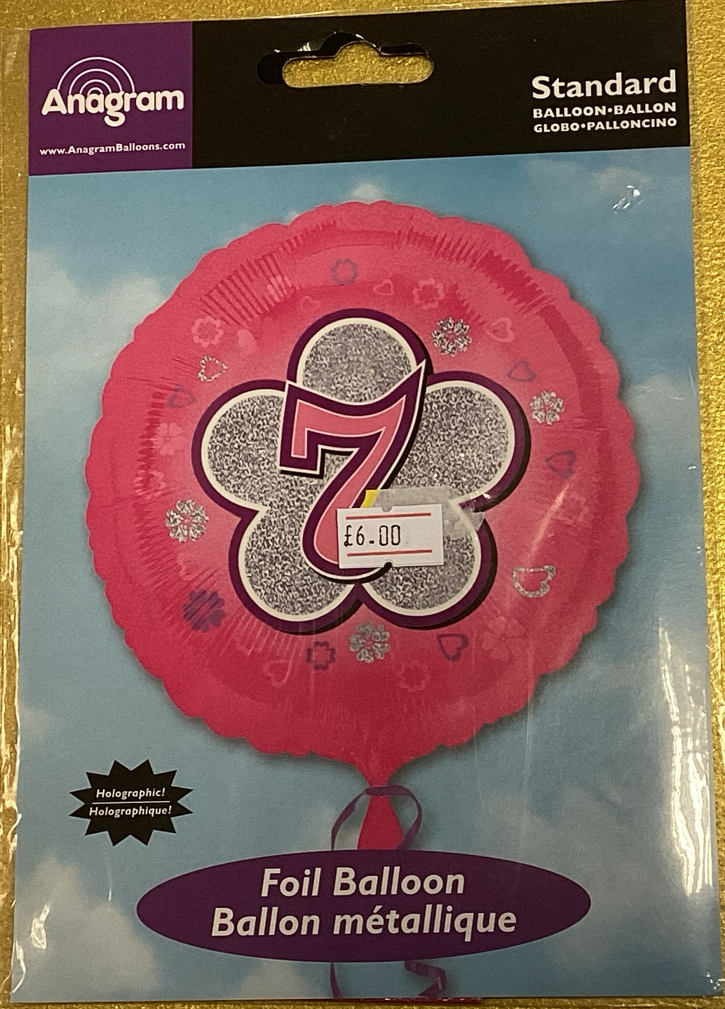 Number 7 pink foil balloon