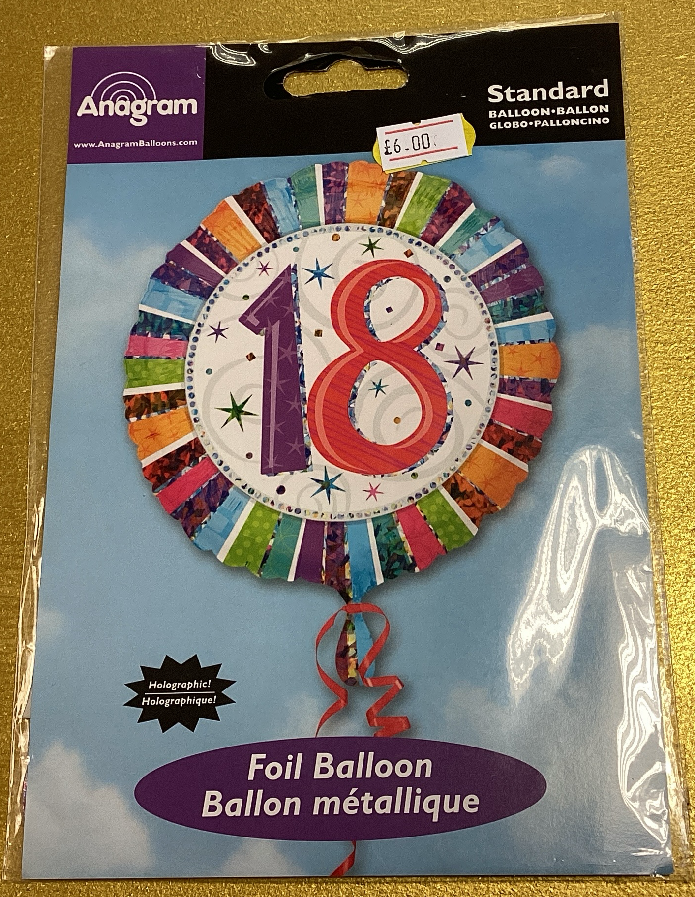 Number 18 foil balloon