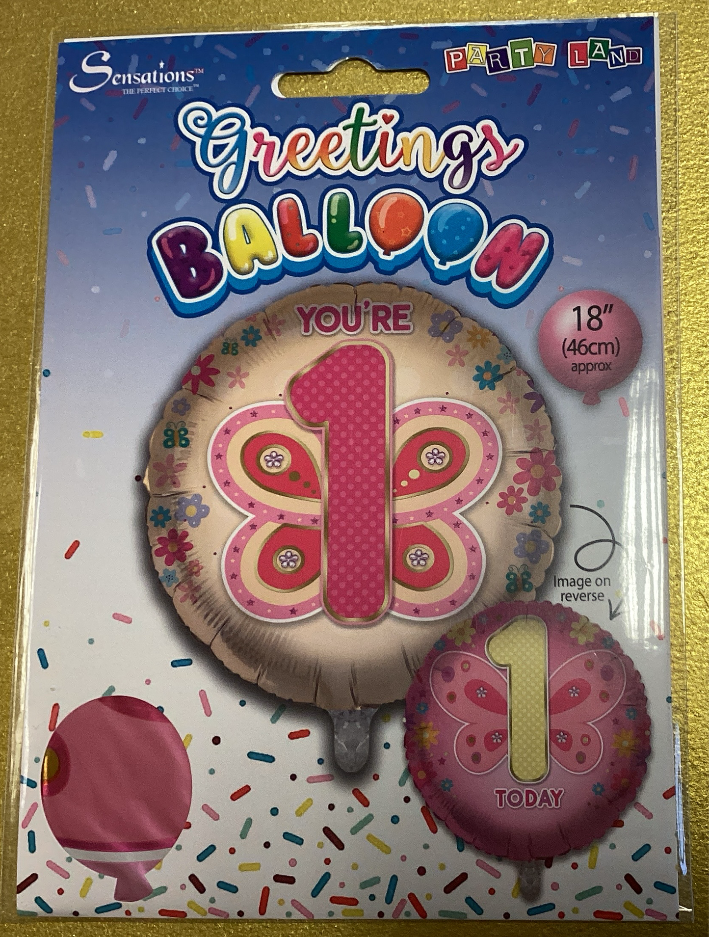 1st birthday foil balloon reverse image