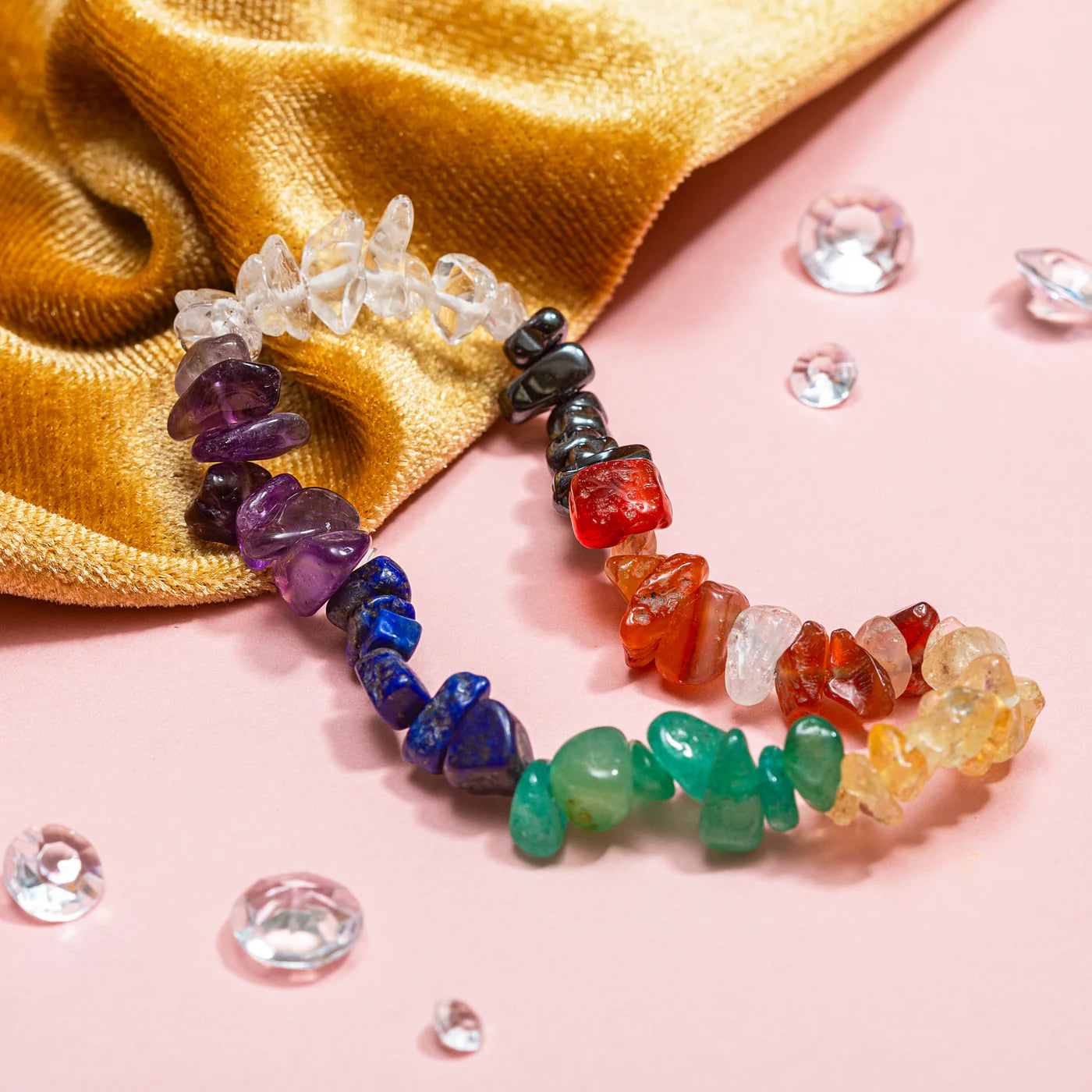 THE 7 CHAKRAS CRYSTAL CHIP BRACELET