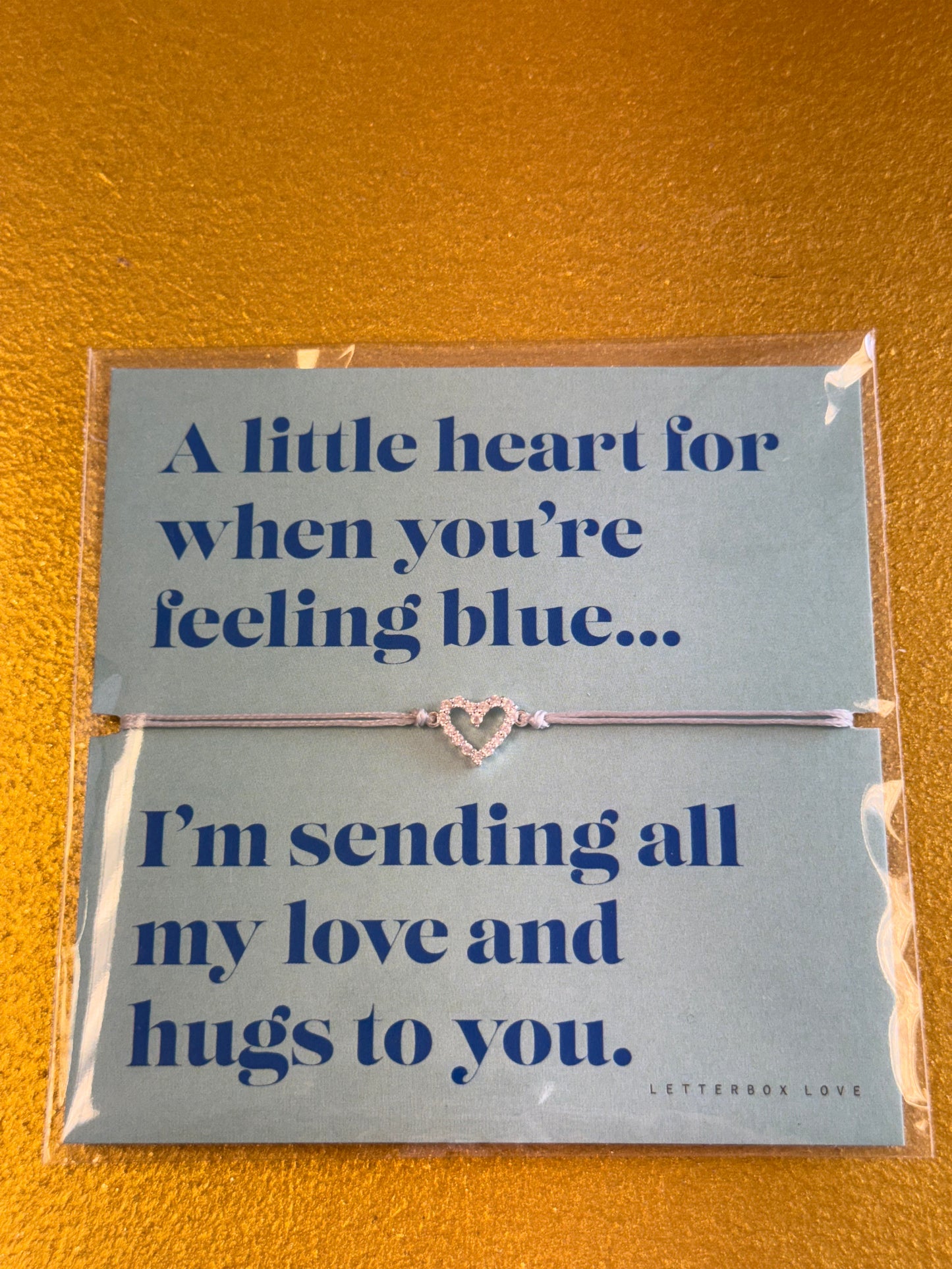 ‘When you’re feeling blue’ heart bracelet