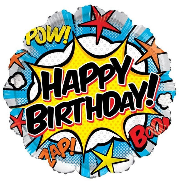 Happy Birthday Comic style foil balloon