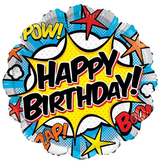 Happy Birthday Comic style foil balloon