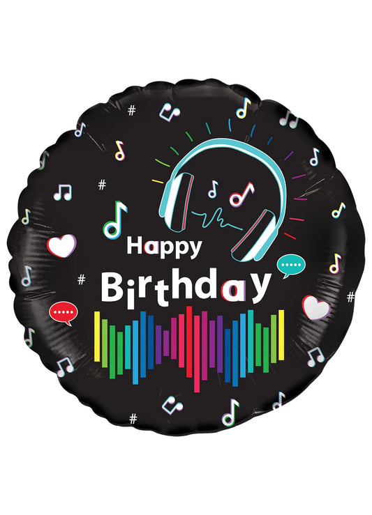 Music Themed Happy Birthday Foil balloon