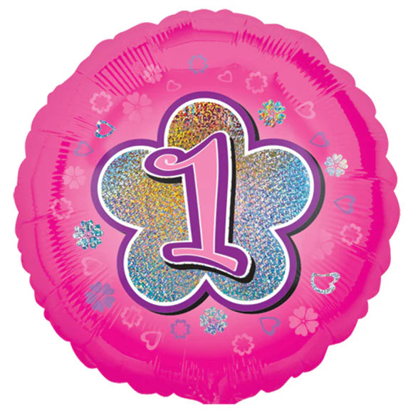 Age 1 pink foil balloon