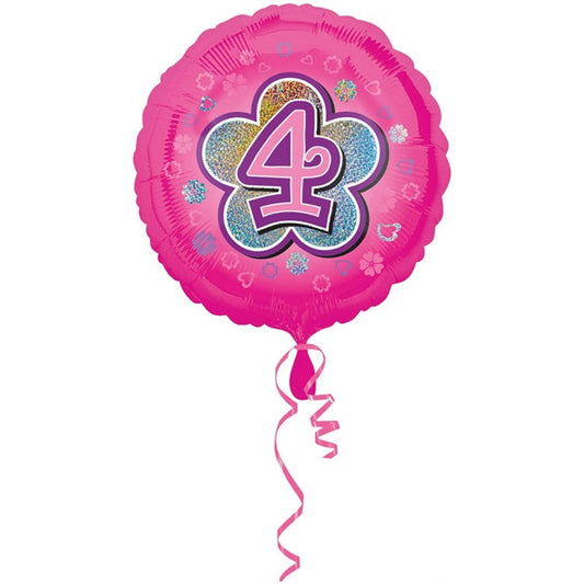 Age 4 pink foil balloon