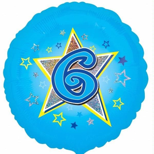 Age 6 blue foil balloon