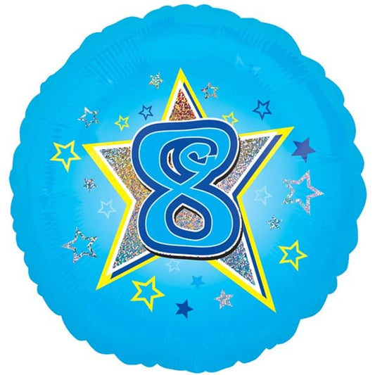 Age 8 blue foil balloon