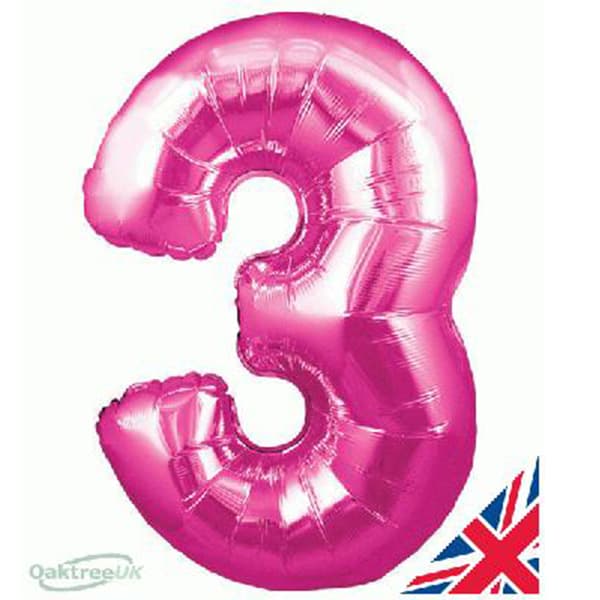 Pink XL number helium balloons