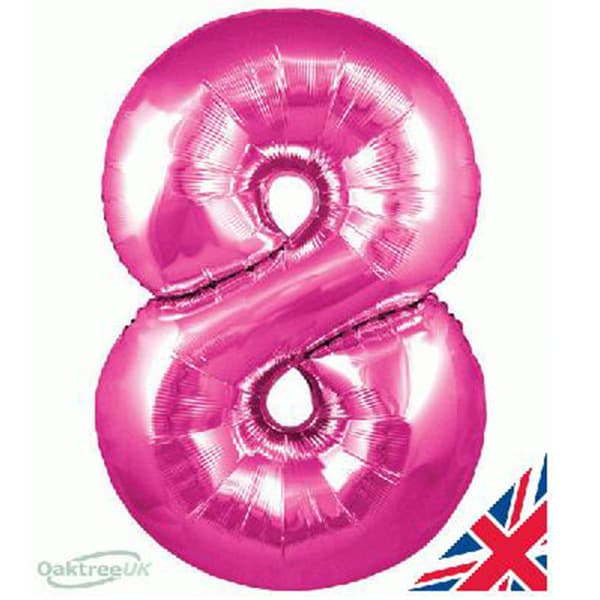 Pink XL number helium balloons