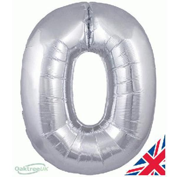 Silver XL number helium balloons
