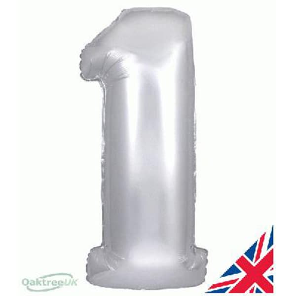 Silver XL number helium balloons
