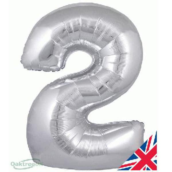 Silver XL number helium balloons