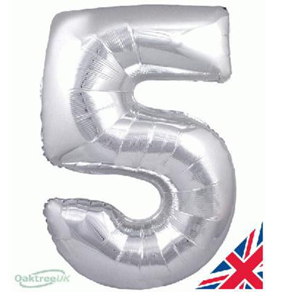 Silver XL number helium balloons