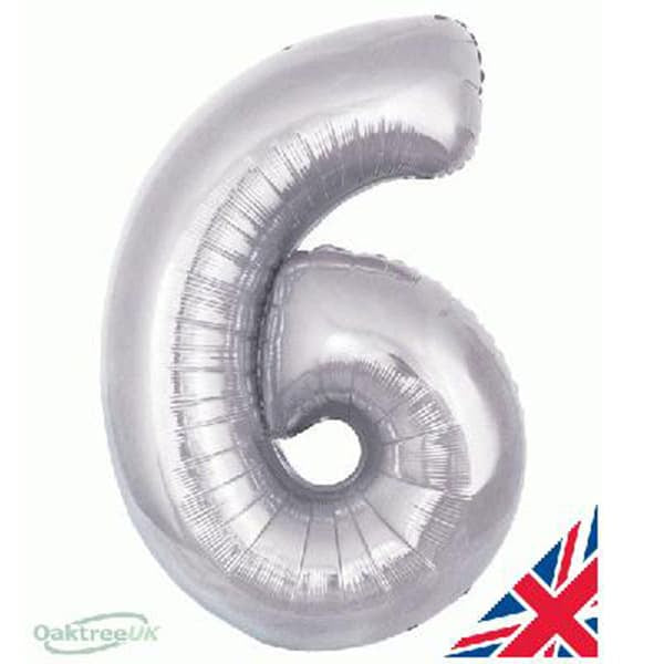 Silver XL number helium balloons
