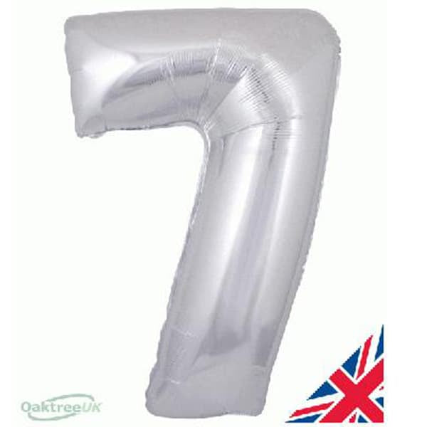 Silver XL number helium balloons