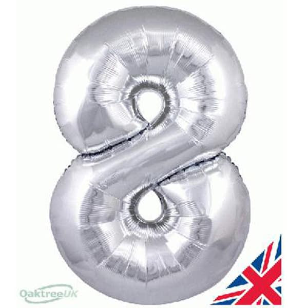 Silver XL number helium balloons