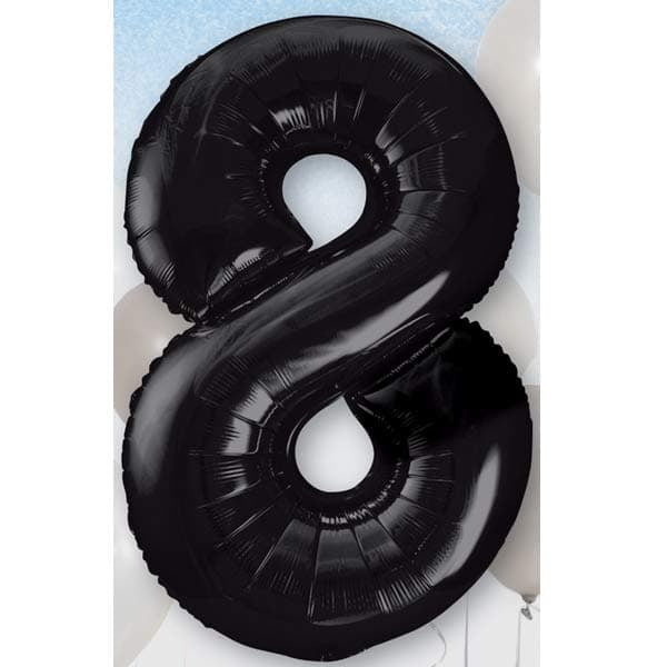 Black XL number helium balloons