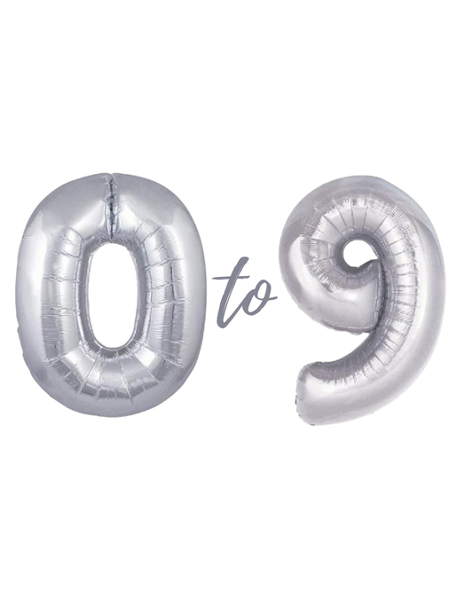 Silver XL number helium balloons