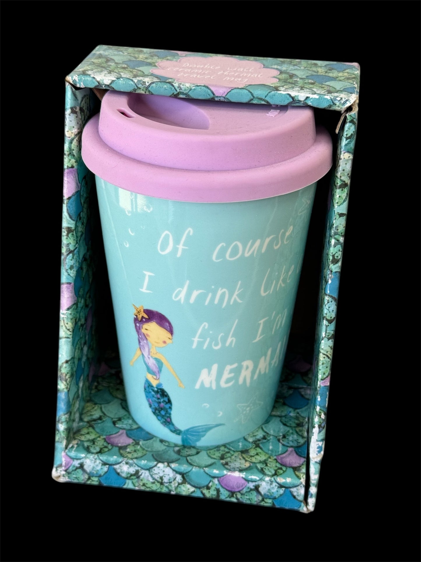 Ceramic mermaid travel mug