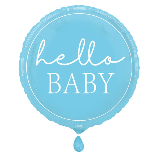 Hello Baby Blue Foil Balloon