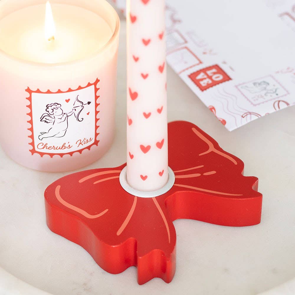 Red Bow Candle Holder Valentine's Day