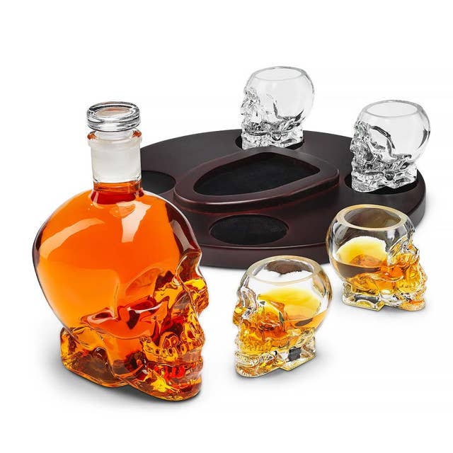 Novelty Drinkware - Skull Decanter Set with Skull Glasses - Great Gift for Father's Day