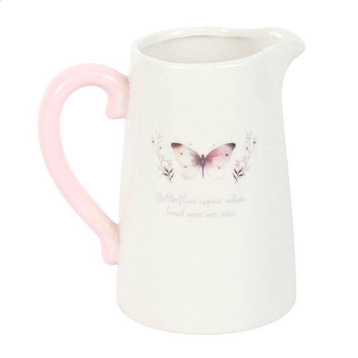 Ceramic Flower Jug White Butterfly