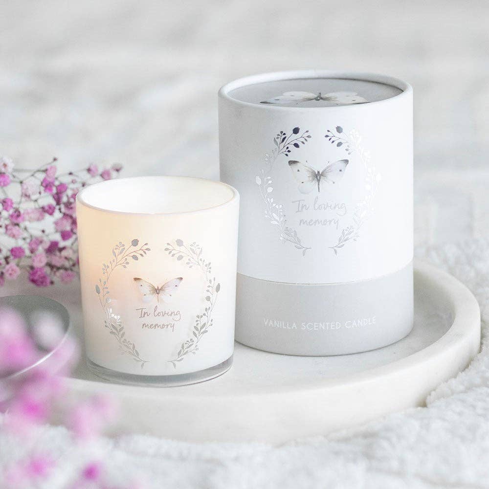 Vanilla Candle In Loving Memory White Butterfly