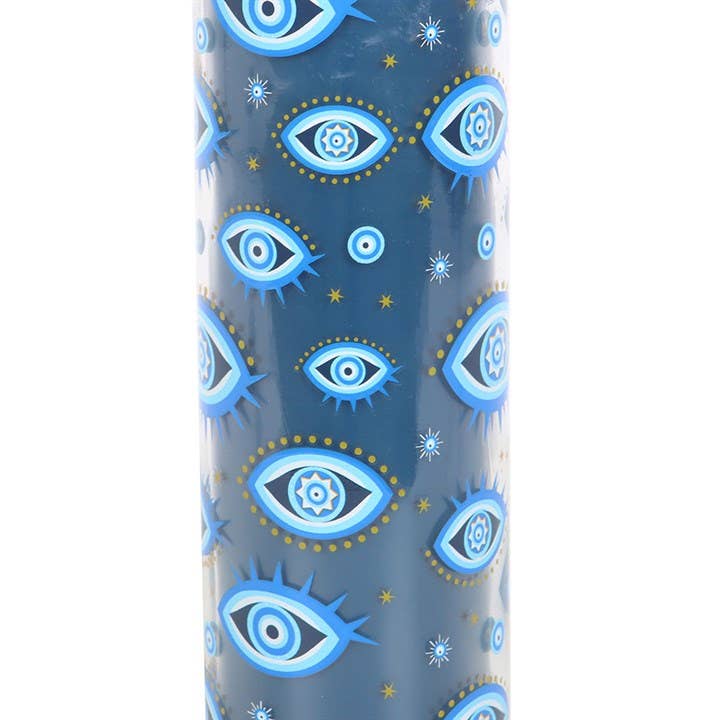 Tube Candle All Seeing Eye Print White Rose