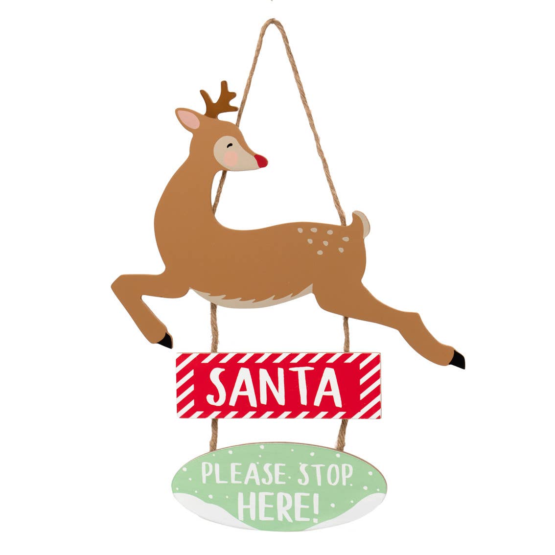 Wooden Santa Stop Here Sign | Christmas Décor |